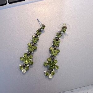 Green crystal drop earrings